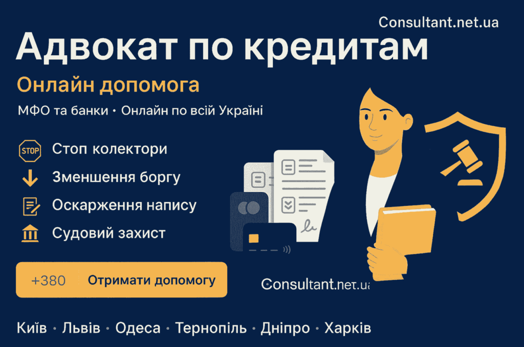 Адвокат по кредитам в Україні: Київ, Львів, Одеса, Тернопіль, Дніпро, Харків та інші міста.