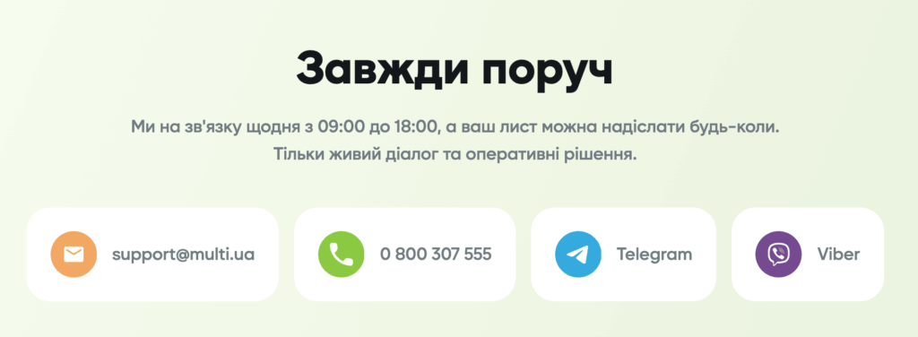 Multi контакти та відгуки